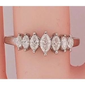 10K Diamond Marquise-Cut Anniversary Band REAL DIAMONDS size6,7,8